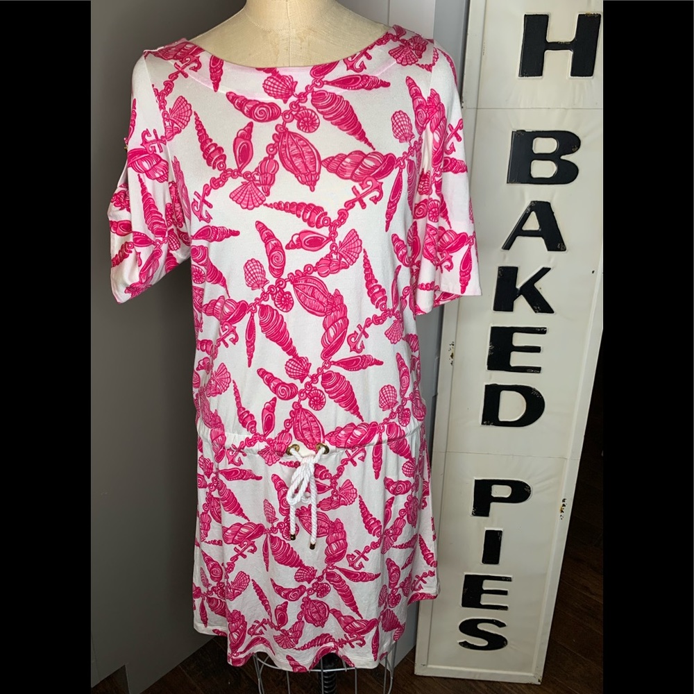 Lilly Pulitzer Raquel Drawstring Seashell Dress M